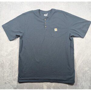 Carhartt Henley Shirt Mens Size 3XL Tall Blue Loose Fit Chore Rugged Tuff Work